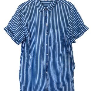 Blue and White Striped Button-Up Shirt